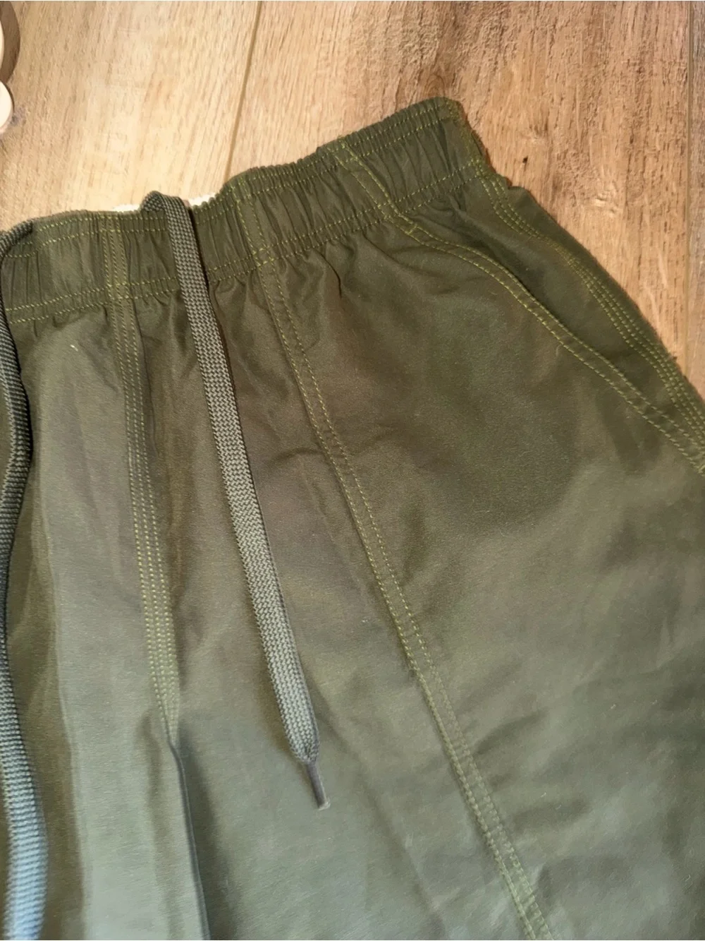 Speedo Olive Swim Trunks with Drawstring Waist